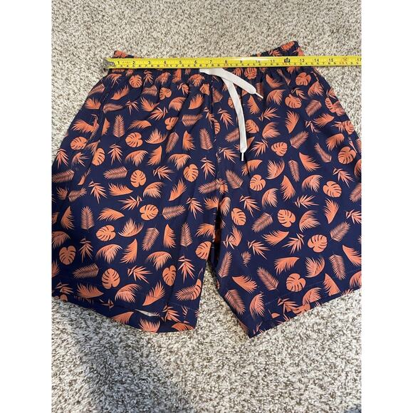Mens BearBottom Swim Trunks Leaf Floral Blue Orange Size Medium 6" Inseam - Picture 9 of 10